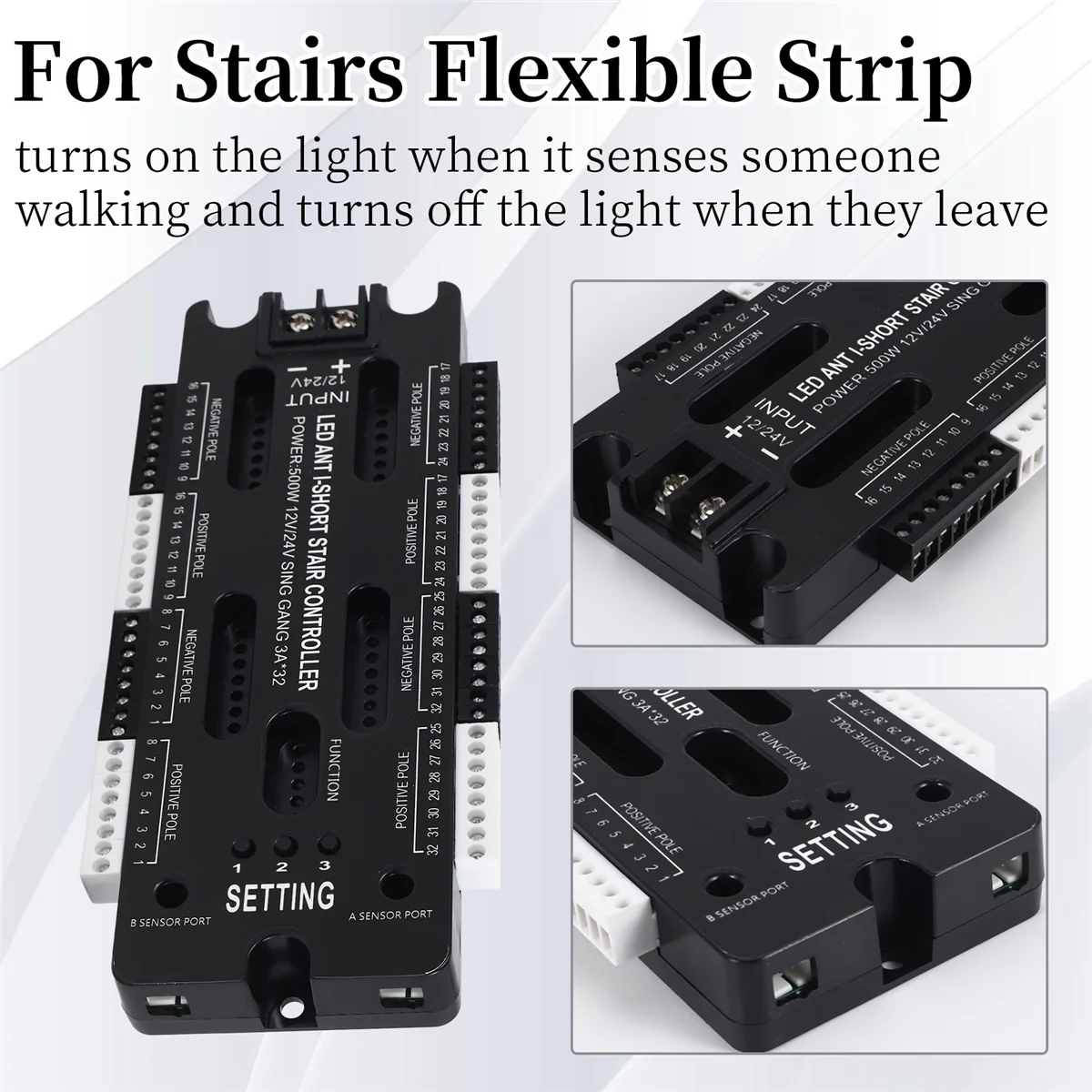 

M26K For Stairs Flexible Strip Indoor LED Motion Sensor 32 Channels Adjustable Brightness DC 12V 24V Stair Light Control