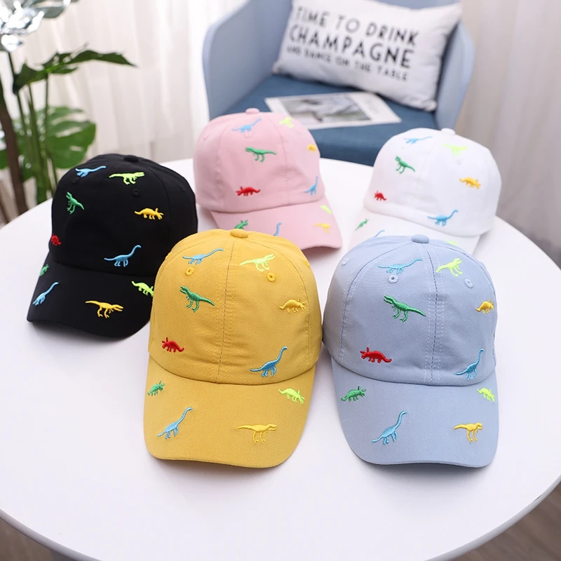

Spring Children Cotton Baseball Hat Lovely Solid Cartoon Dinosaur Pattern Cap Toddler Kid Casual Outdoor Sun Protection Hat 1-4Y