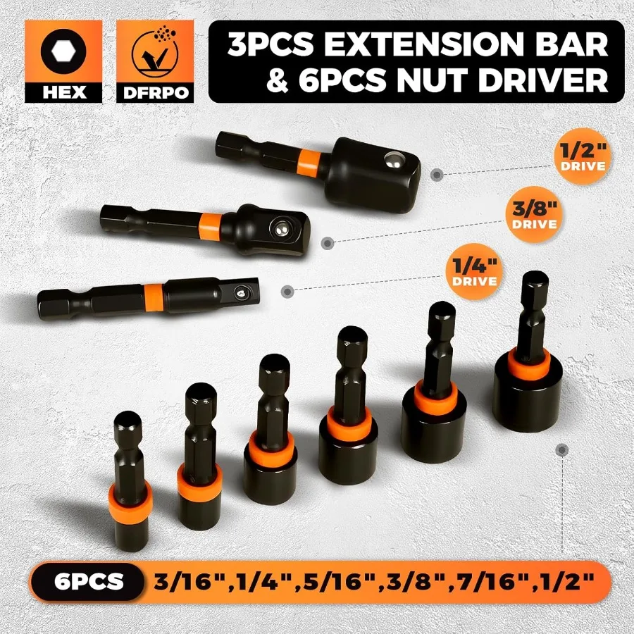 Set di punte per cacciavite premium da 68 pezzi con rivestimento in ossido nero e trattamento dell'olio antiruggine a secco per uso ad alte prestazioni in settore automobilistico