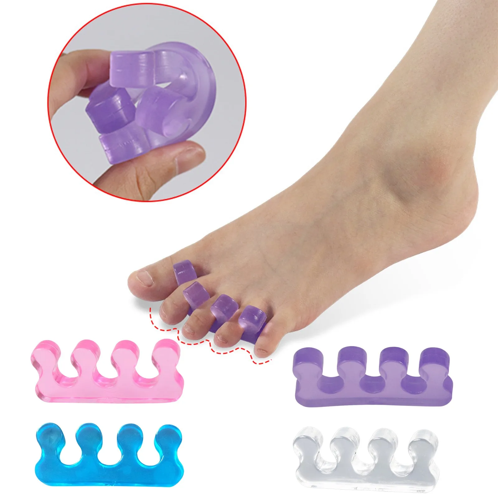 Soft Silicone Manicure Pedicure Nails Finger Separator Toe Corrector Toe Separators for Pedicure Toe Separators Tool for Women