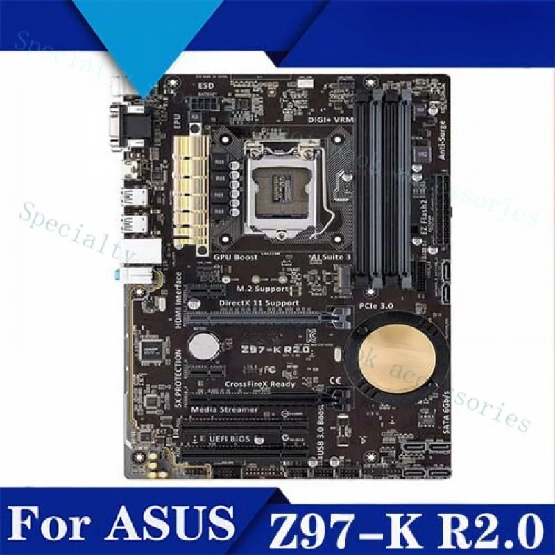 

Материнская плата A+FOR ASUS Z97-K R2.0, разъем LGA1150, INTEL DDR3, протестирована, 100% функциональна.