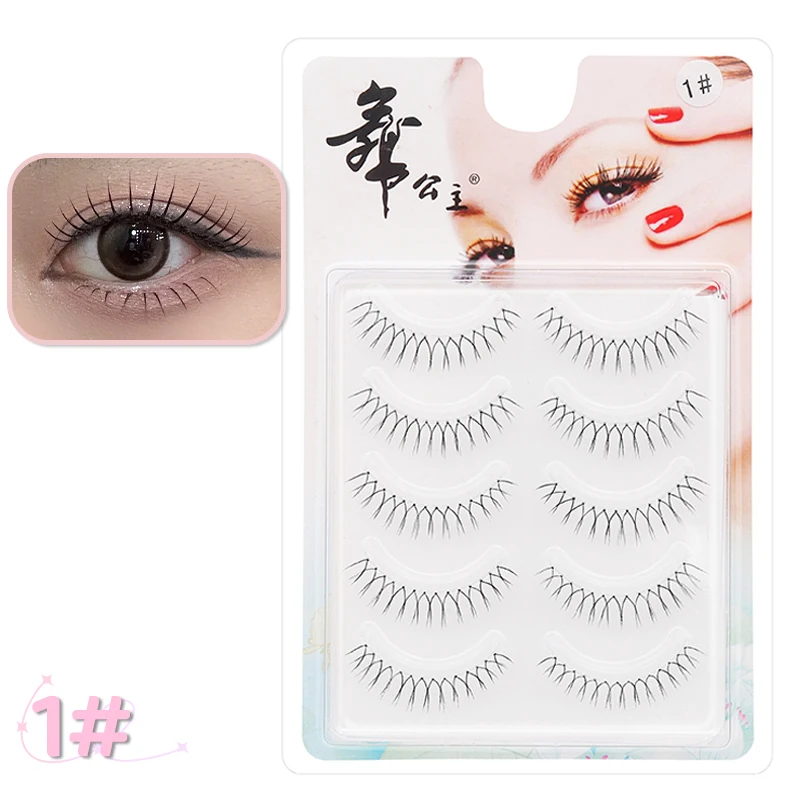 DINGSEN 5 Paar künstliche Wimpern, Korea Idol-Wimpern, Anime-Wimpern, U-förmig, natürlicher transparenter Stiel, weiche, natürliche Wimpern, Make-up – Detail 5