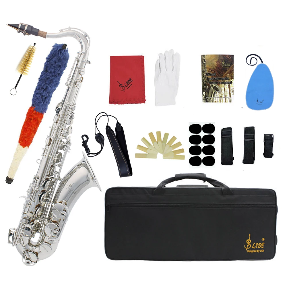 

SLADE Tenor Saxophone Bb Brass Body Sax Professional Saxfone Woodwind Instrument with Case Reeds Gloves Parts & Accessories