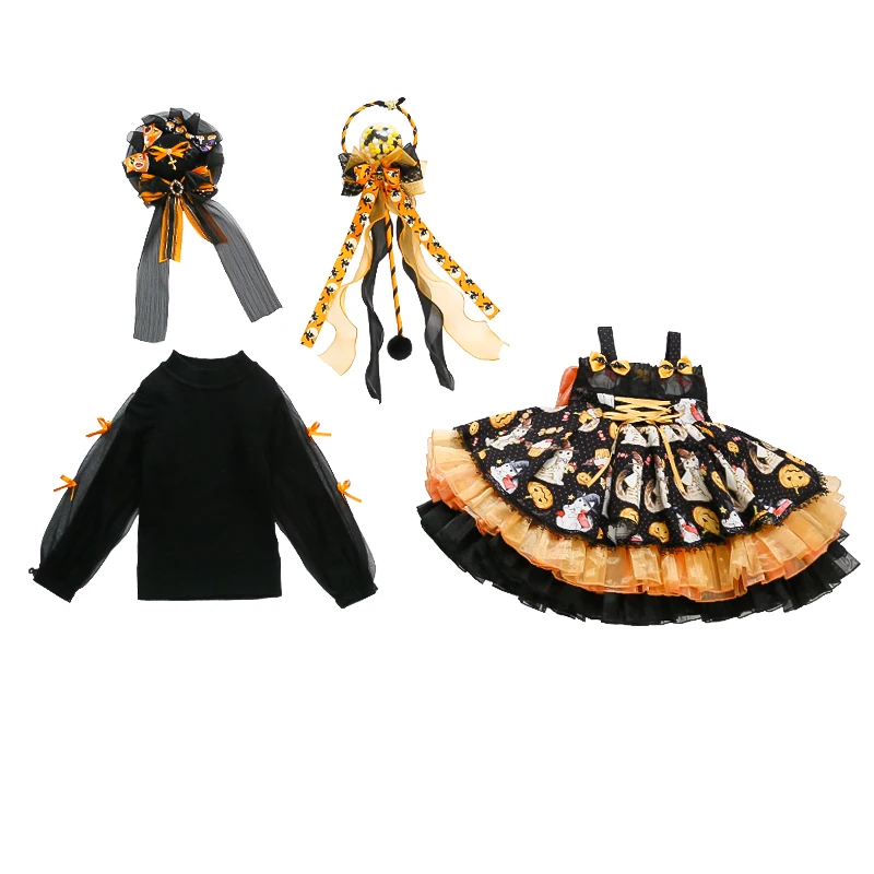 Urocza Lolita Halloweenowa Spódniczka do Tańca dla Dziewczynek Dziecięca Jesienno-Zimowa Kostium Cosplay Bufiaste Spódnice Słodkie