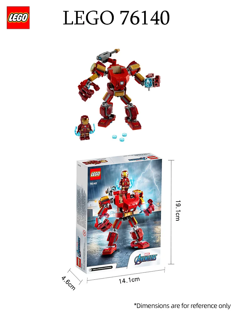 Lego-maravilha vingadores maravilha figura, homem de ferro, mech, super-herói, brinquedo construção, minifigure, 76140