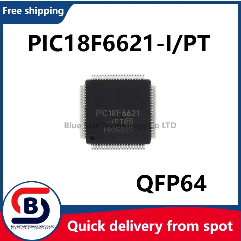 Free Shipping 5-20pcs/lots PIC18F6621-I/PT PIC18F6621 18F6621 QFP64 Quick delivery from spot