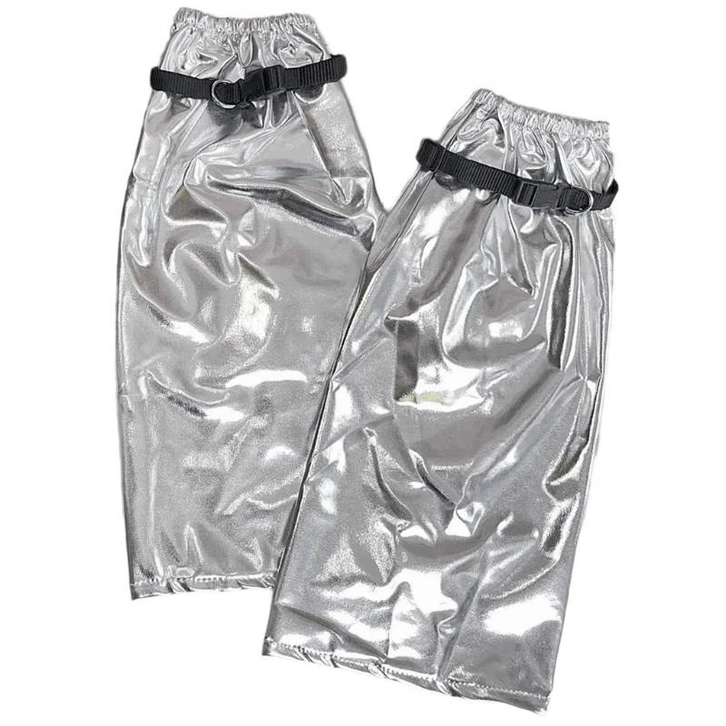 Aesthetic Fashion Buckle Strap Leg Warmer Streetwear Harajuku Boot Cover Metallic Shining Leg Sleeve Socks for Women 15UB