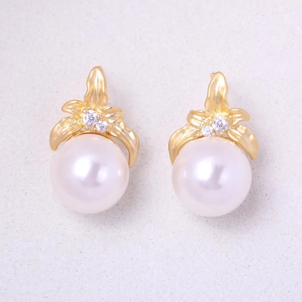 

8PCS S925 Sterling Silver Needle 18K Gold Wrapped Plated Brass Earring Settings Diy Jewelry Pearl Earrings Accessories