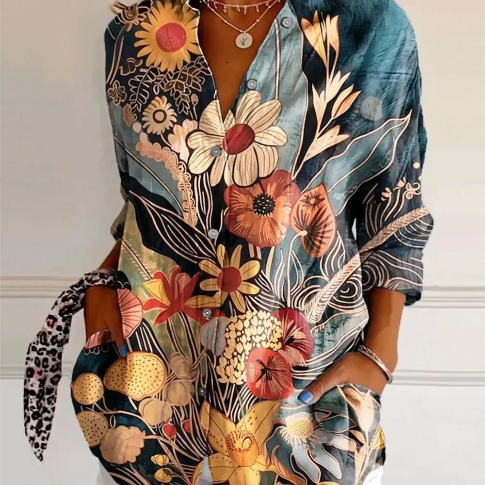 

Новая женская блузка с 3D цифровым принтом, свободного кроя, с длинным рукавом, дизайнерская, с заниженной линией плеча, повседневная, лето 2026