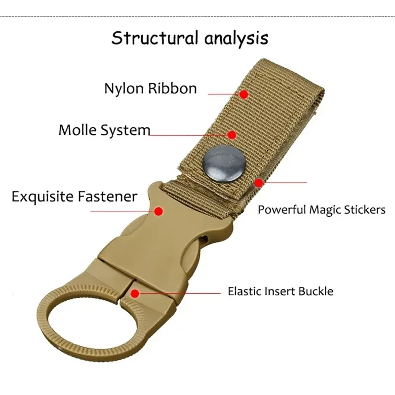 Quickdraw Carabiner Water Bottle Buckle Holder MOLLE Attach Webbing Backpack Hanger Hook Clip Hang Clasp Tool Outdoor Hike Camp