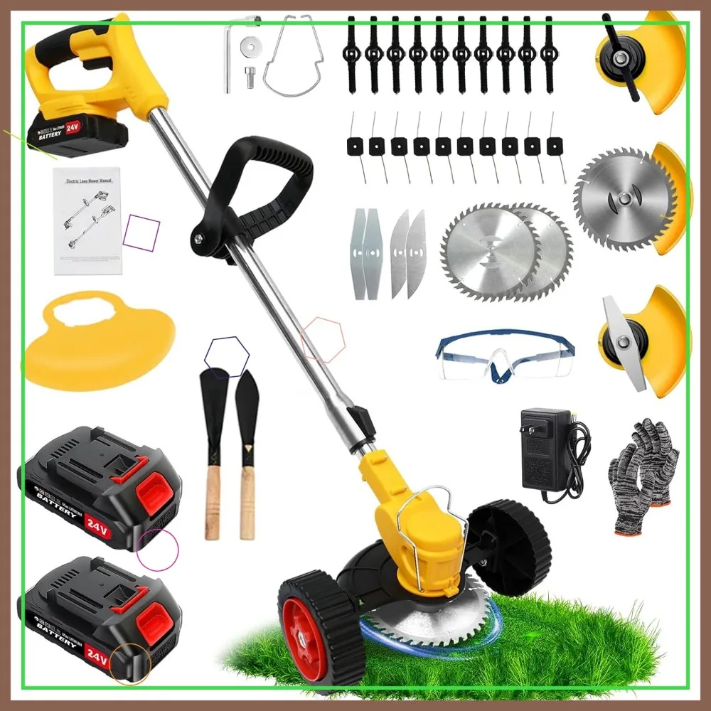 24V Cordless Electric Weed Wacker with 2 Batteries & Fast Charger, Lightweight 3-in-1 Trimmer for Garden Lawn