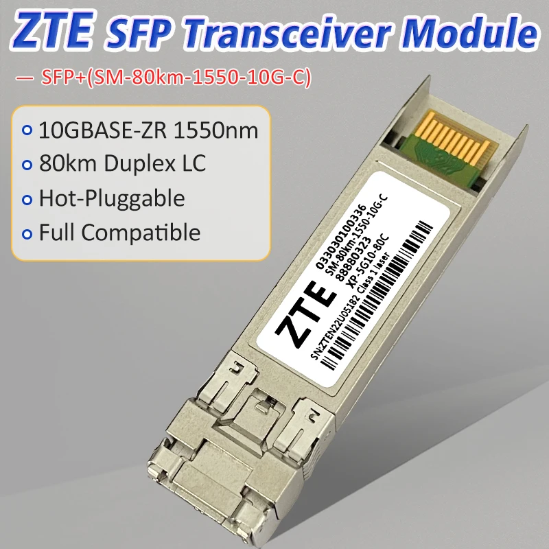 

SFP 10Gb 40km/80km Optical Module 10GBase-ER/ZR SFP+ 10G 1550nm Dual LC Transceiver SM-80KM-1550-10G For ZTE/Huawei Fiber Switch