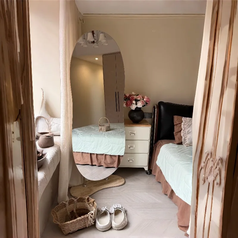 Oval Cute Mirrors Full Body Standing Big Nordic Wooden Frame Decorative Mirrors Living Room Dekoracyjne Lustra Home Decor Items