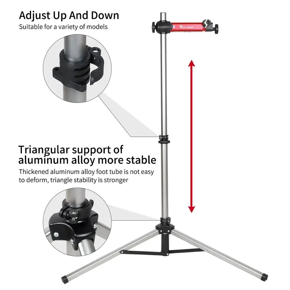WEST BIKING Bike Repair Stand Adjustable Foldable Aluminum Alloy MTB Road Bicycle Maintenance Holder Stable Bike Rack With Tray image 5