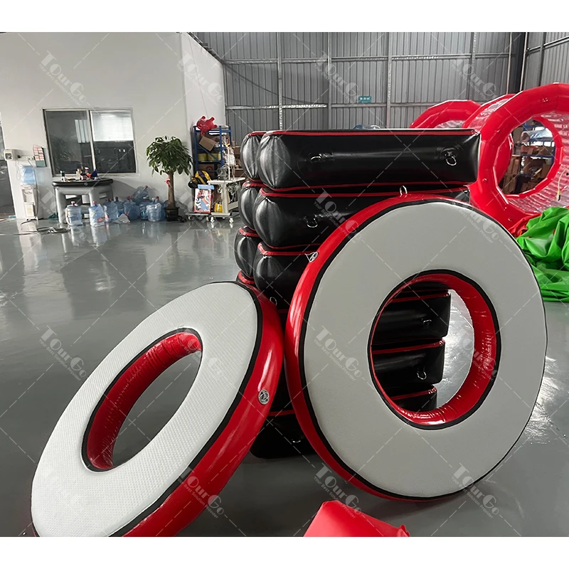 Adult & Kids Inflatable Ninja Obstacle Course with Swing Steps for Adventure Park & Parkour Training