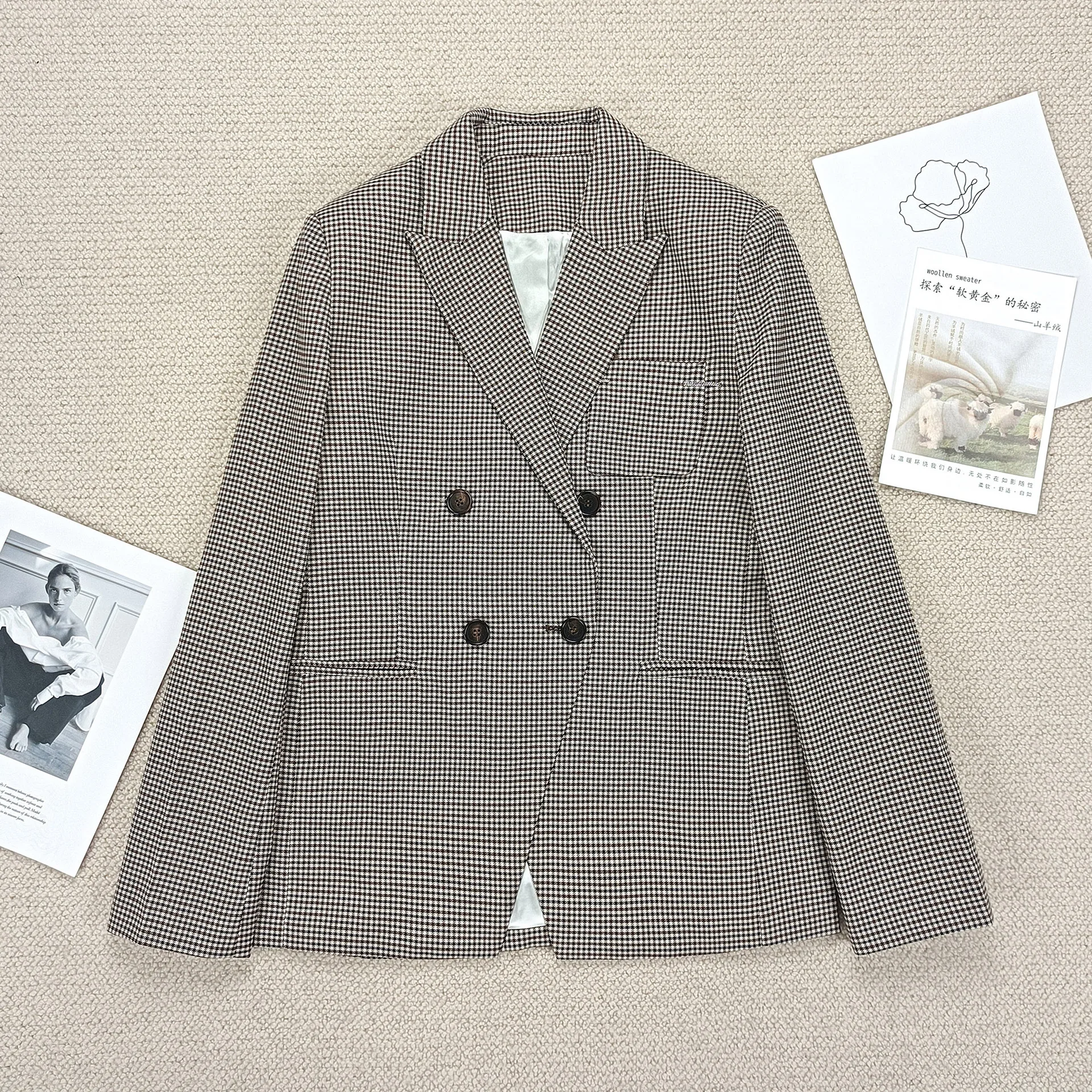 

Women's 2025 Spring New Double Breasted Vintage Suit, Loose Casual Fashion Jacket
