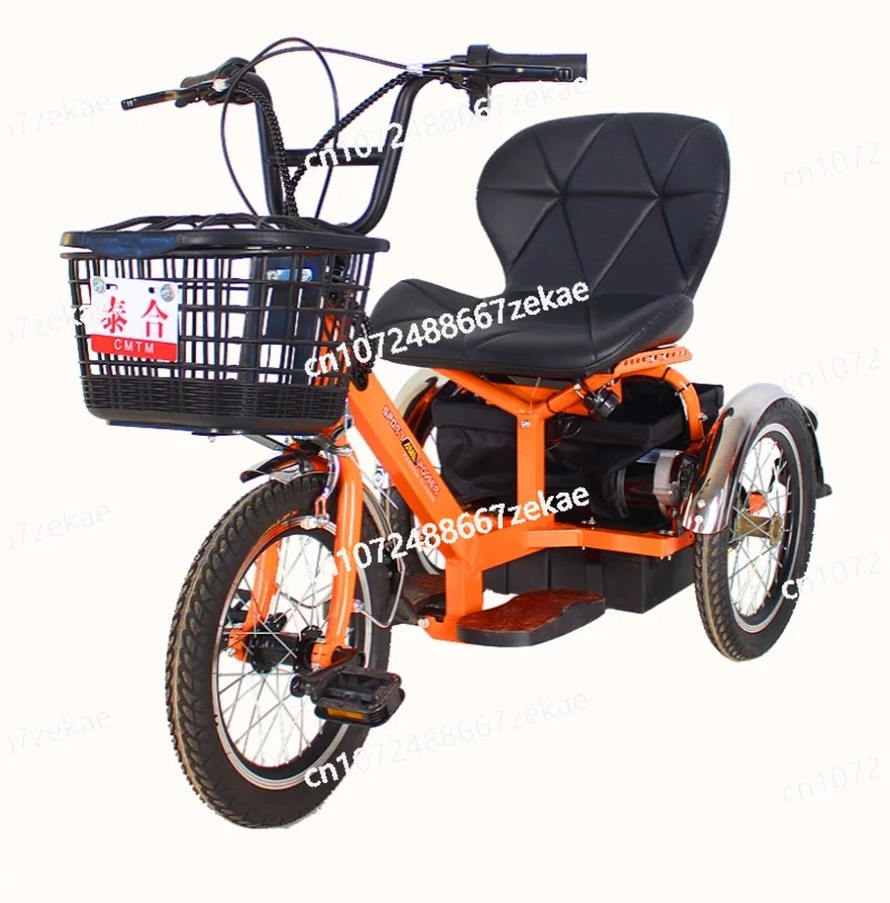 3 Wheeled Electric Tricycle for Senior Disability 24V 250W Small Mini Family Electric Bicycle Orange 20AH 40AH Removable Battery