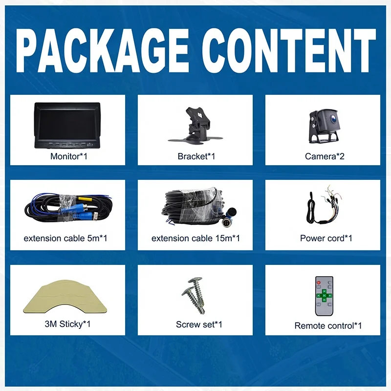 Display IPS da 7 pollici 1024 * 600 2 CH AHD 1080P Telecamera per retromarcia per visione notturna Sistema di monitoraggio per autobus per camion Full HD