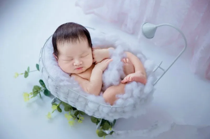 Newborn Photography Props Bathtub Small Iron Basket Prop Photo Shooting Infant Props Container Baby Girl Boy Fotografia