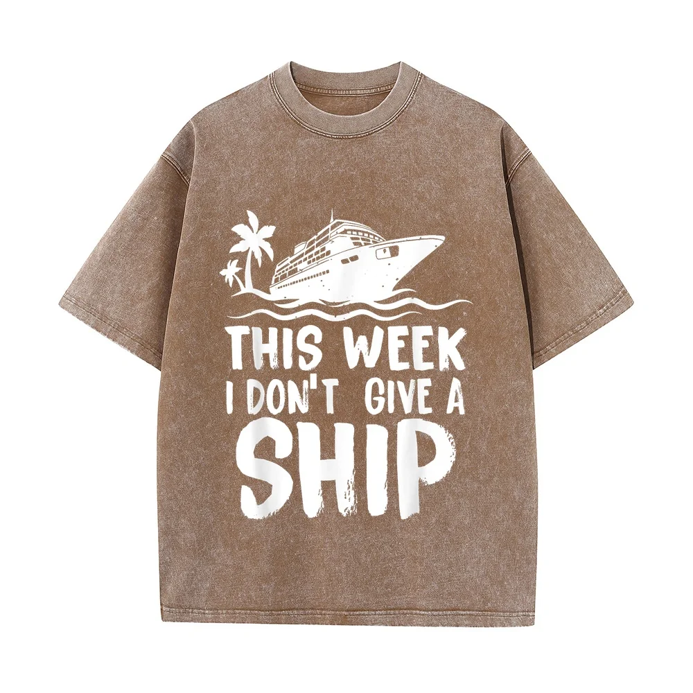 This Week I Don't Give a Ship Cruise Trip Vacation funny T-Shirt Oversize Man China Online Store Comfy Unisex Tee Cat Lover