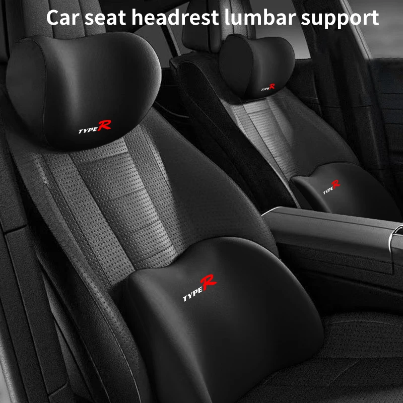 Car Lumbar Back Support Headrest Neck Pillow Seat Waist Cushion For Honda Type R Mugen Power Civic 4d 10th Gen 8th CRV City Acco 