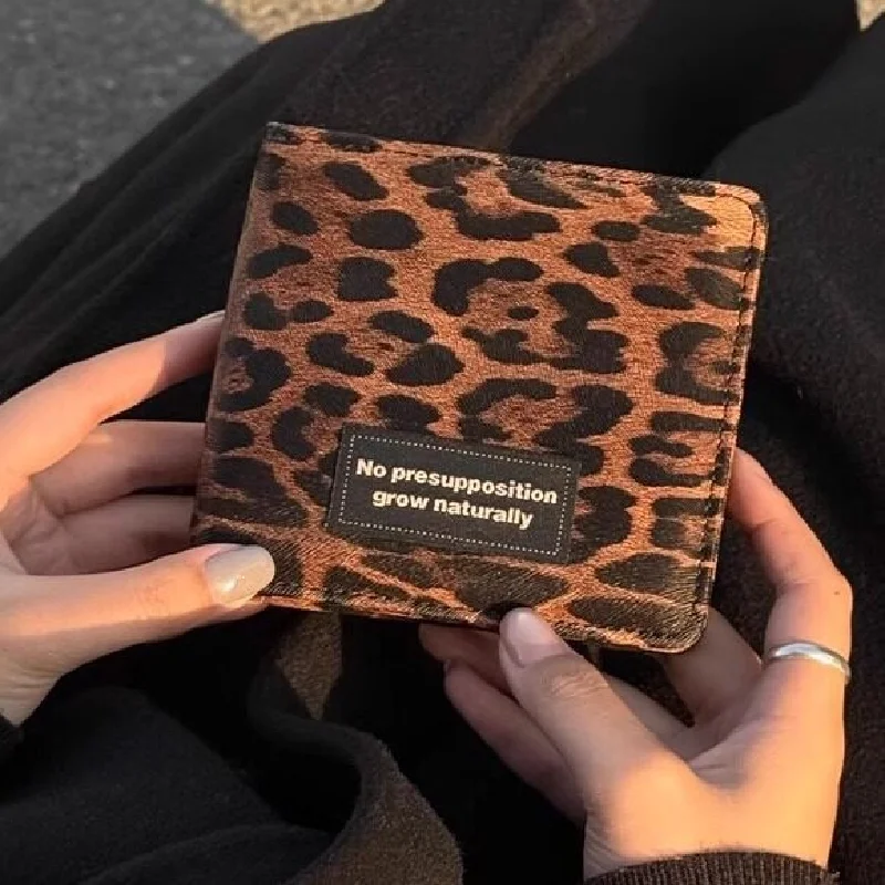 Y2K Leopard Print 1-Pocket PU Leather Photocard Binder 3 Inch Card Album for Kpop Fans Collectors