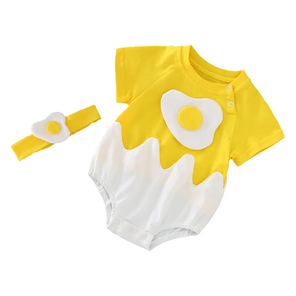 

Eggshell Romper Newborn Jumpsuit Cotton Short Sleeve Bodysuits Baby Boy Girl Gentleman Stuff Cartoon Color Summer Daily Wear