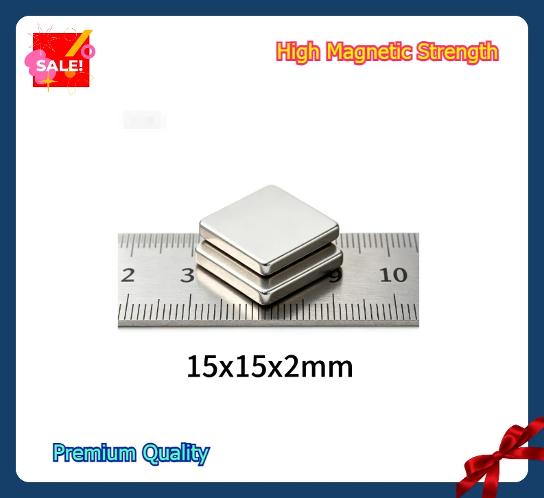 15x15x2mm Powerful NdFeB Square Block Magnet Super Strong Neodymium Magnet For DIY Handmade Home Decor Crafts