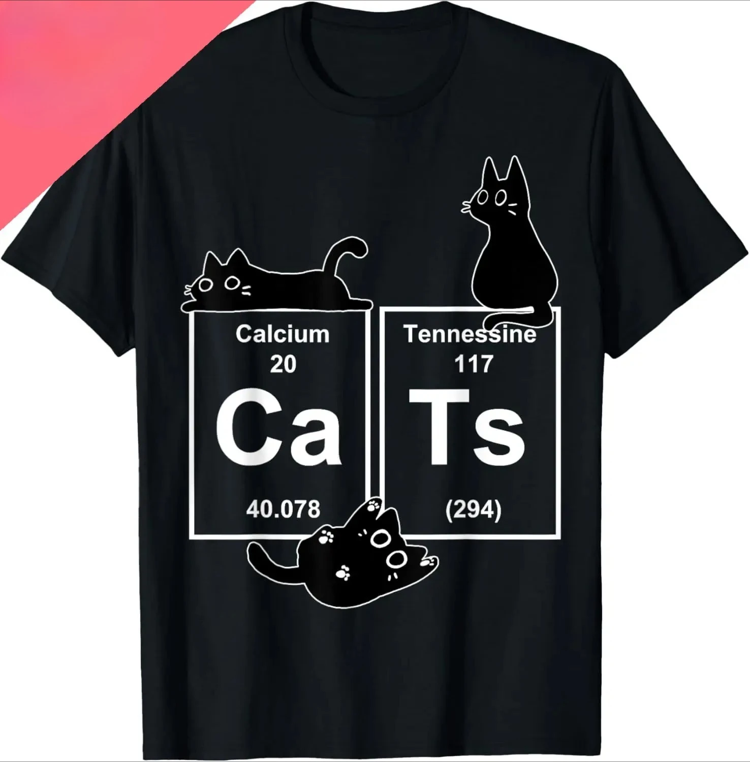 A Fun Gift Featuring A Cat's Periodic Table of Elements A Breathable and Comfortable Kawayi Short-sleeved T-shirt for Cat Owners