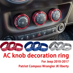 3pcs Center Console AC Control Knob Decoration Ring Cover Car Stickers For Jeep Patriot Compass Liberty Wrangler JK 2011-2018