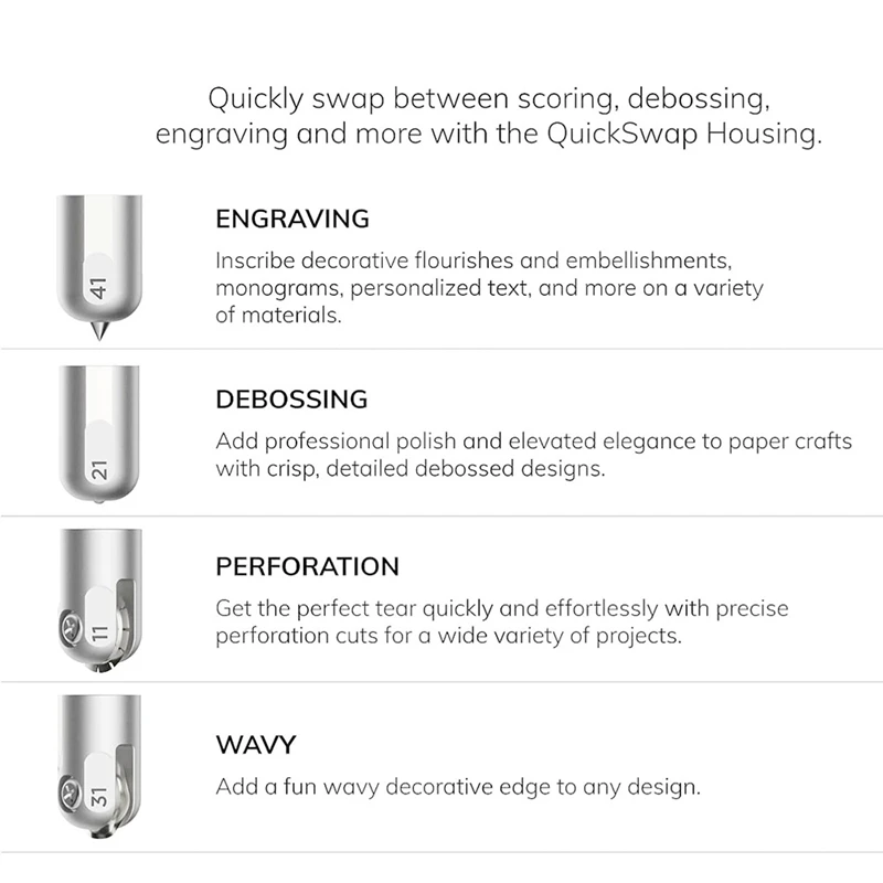 4Pcs Wavy Blade Tip,Engraving Tip,Debossing Tip And Perforation Blade Tip For Cricut Maker 3 Quickswap Replacement Blade