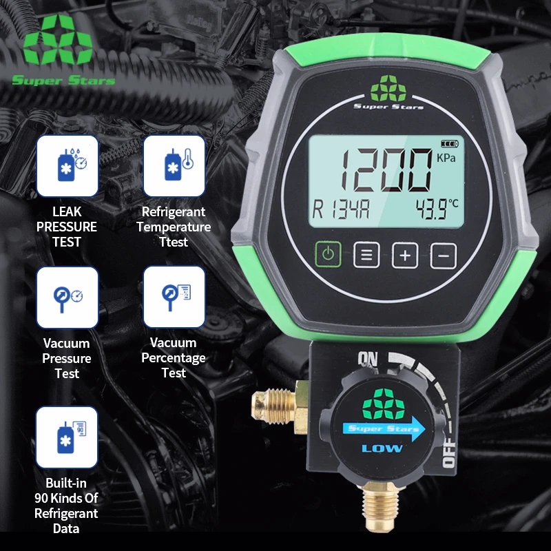 DSZH ST-B168DL Electronic Fluoride Gauge with Digital Display for Refrigeration and Vacuum Pressure Testing