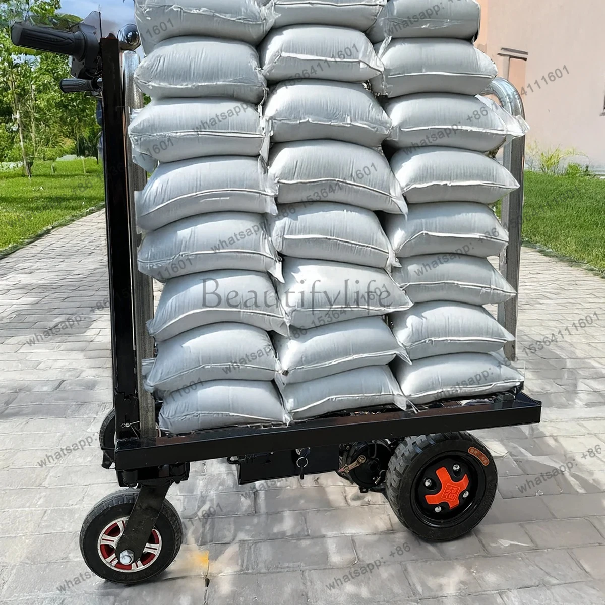 Electric four-wheel flat truck decoration large tile cement sand stone multi-functional wall panel feeding truck
