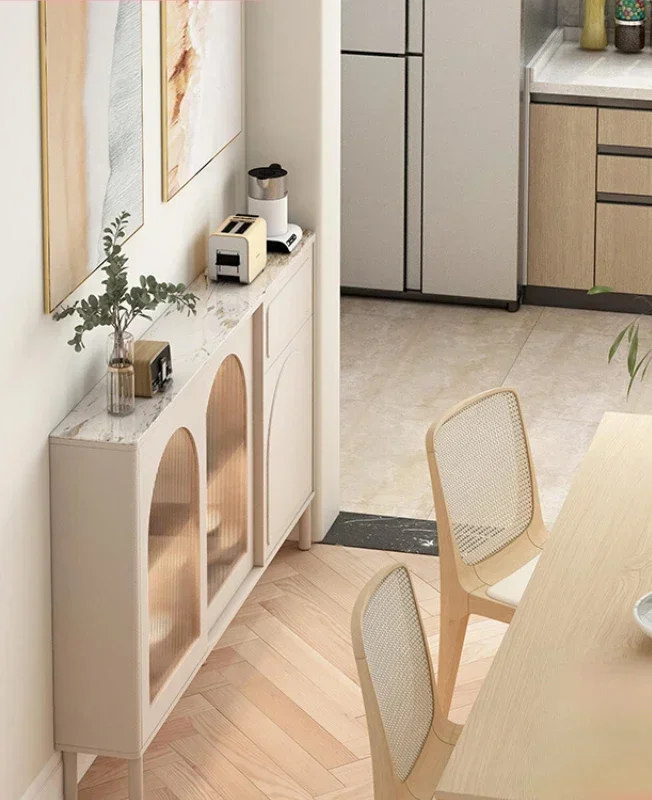 Sideboard sliding door, tall gray slim version, extremely narrow narrow cabinet thin cabinet