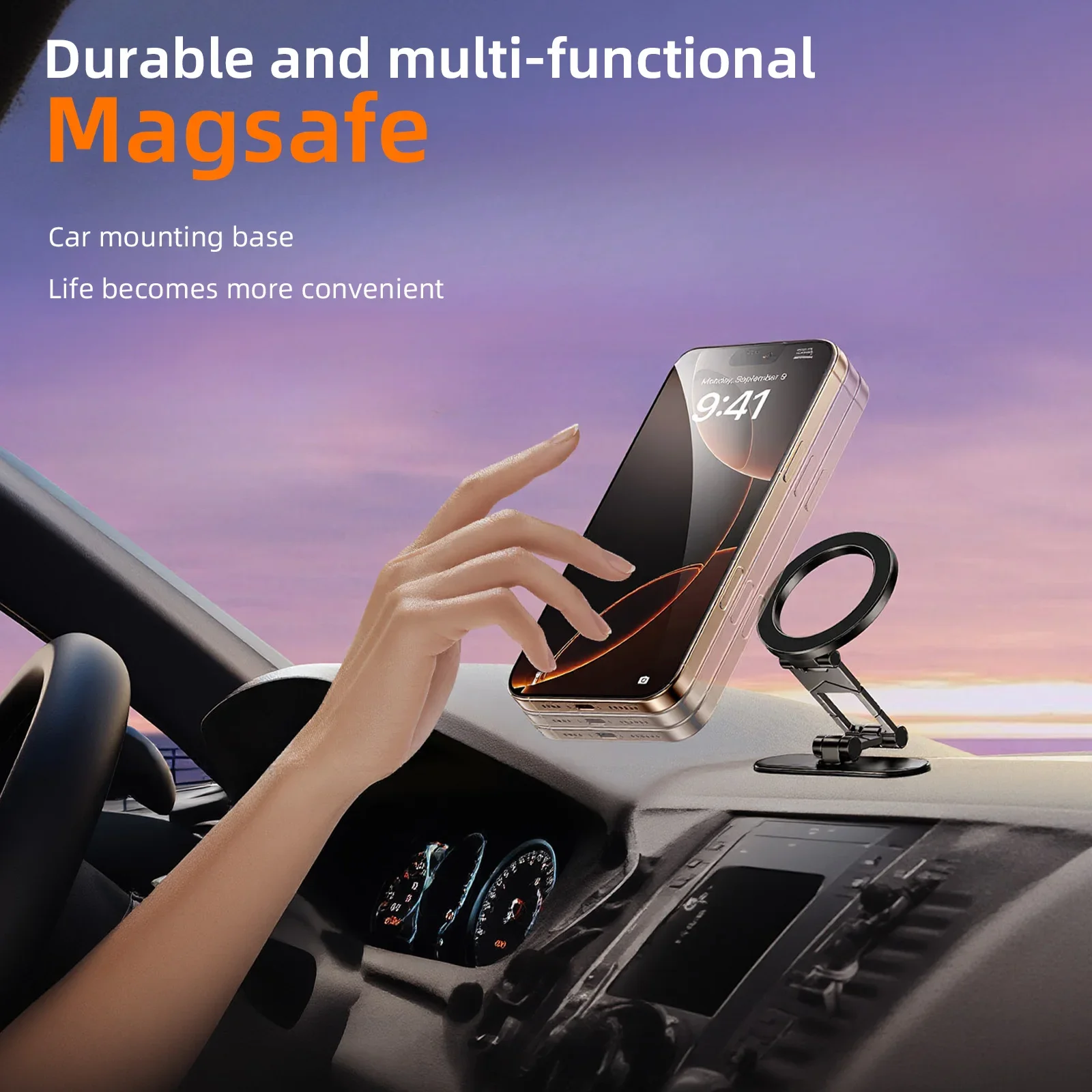 Dual Side Magnetic Phone Holder Magsafe Car Holder Mount Dashboard 360 Rotation Phone Holder for iPhone 16 15 Android