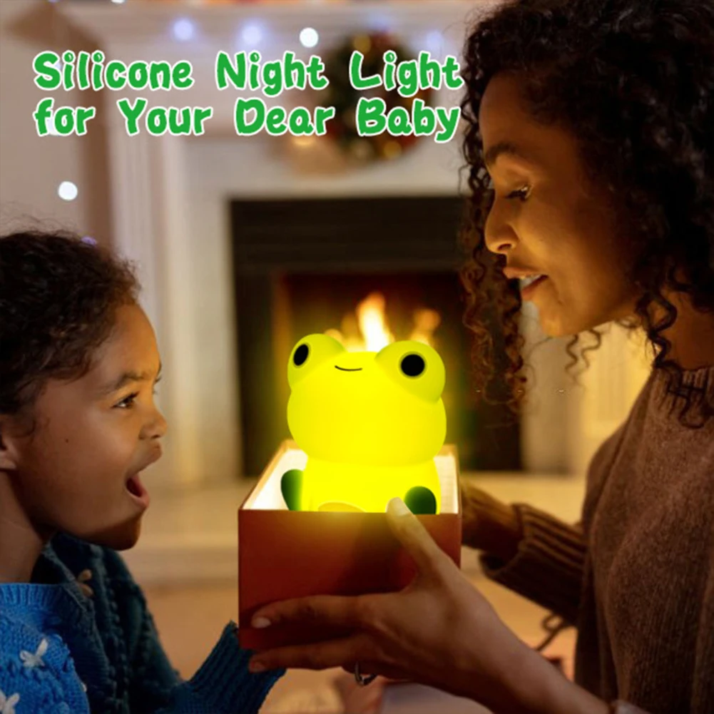 Lampe Grenouille en Silicone Souple, Veilleuse de Sommeil, Minuterie à Intensité Réglable, Rechargeable, Lumière Colorée, Décor de Chambre, Cadeaux pour Enfants