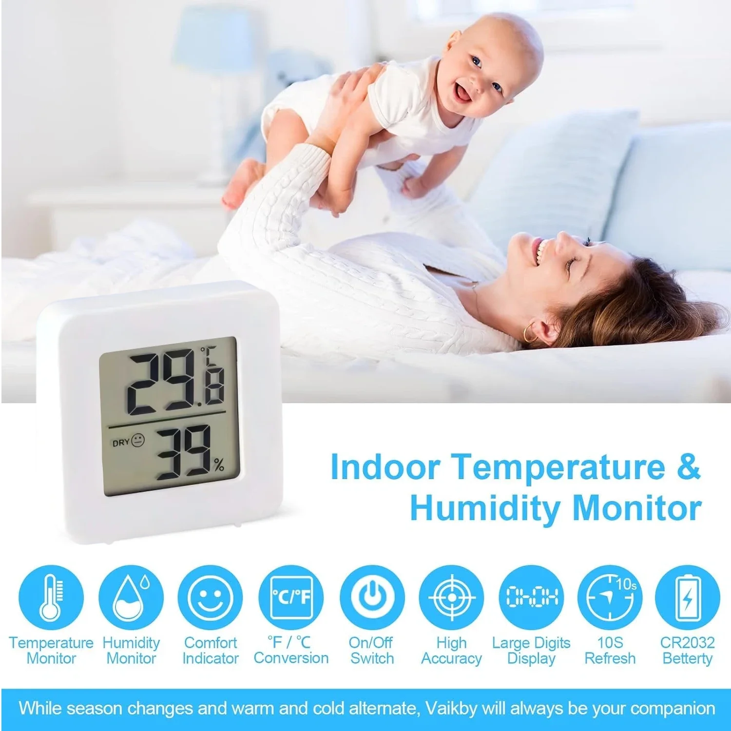 Mini Indoor Thermometer Hygrometer LCD Digital Display Humidity Meter Sensor Ambient Temperature Monitor Home Kitchen Bathroom‌