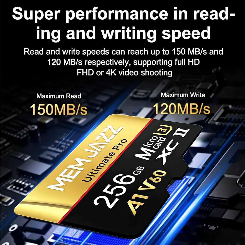 High Speed A2 U3 SD Memory Card 128GB 256GB TF Card for 4K Video Recording Shockproof Dustproof for Tablets Surveillance Cameras view 2