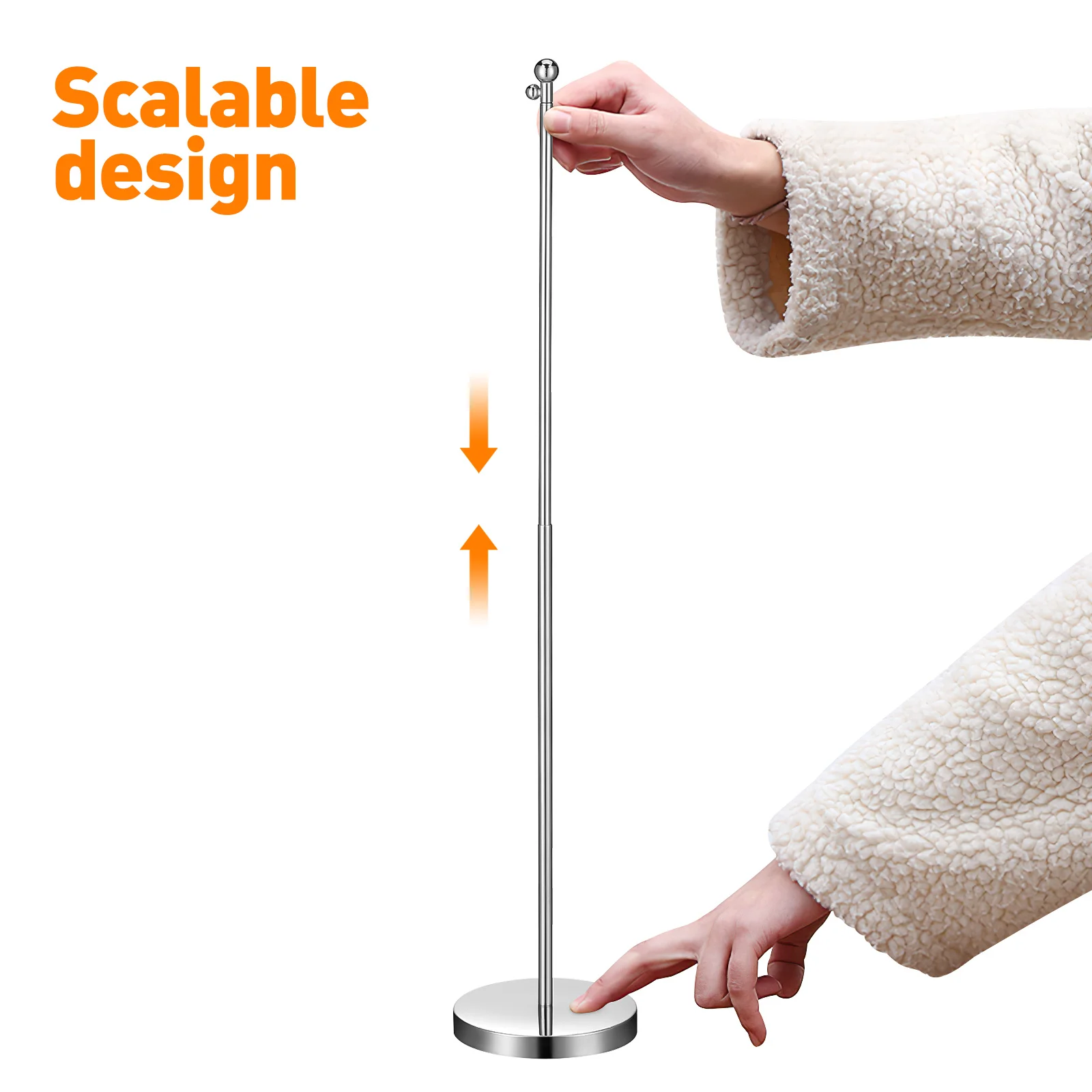 

Flag Holder 10.8 Inch Telescopic Flag Pole Stainless Steel Desktop Base for Household Office Accessory Lightweight Design