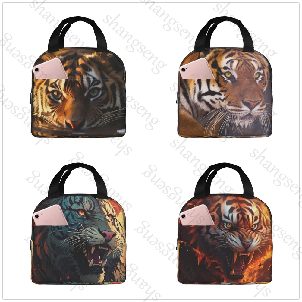 

Fierce tiger animal Print Insulated Thermal Bag Lunch bag Foods Drink Storage Leakproof Picnic Camping Bags Box beach