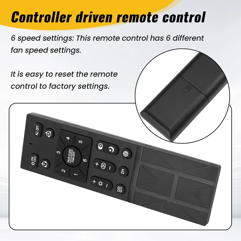 WFF Ceiling Fan Remote Control Kit With 6 Speed Settings, Replacement Ceiling Fan Remote, Dimming Controls, 110-265V