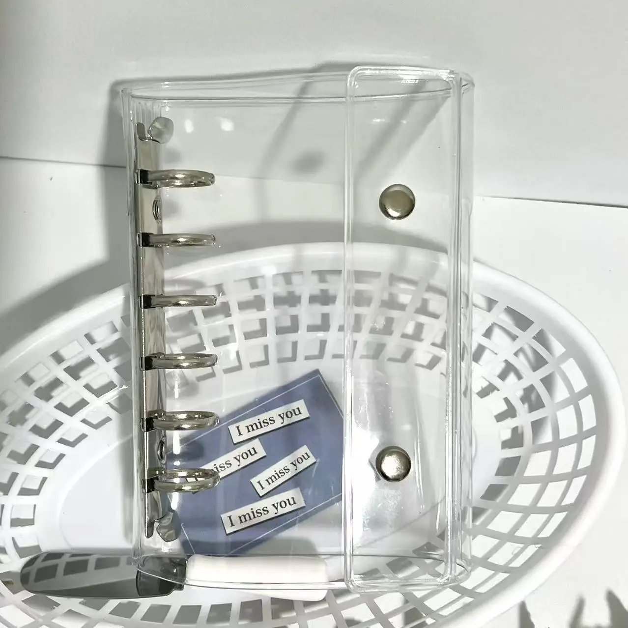 A7 بريق شفاف زر مزدوج فضفاض ورقة الموثق غطاء للكمبيوتر الدفتري دفتر مجلة مخطط مكتب لوازم مكتبية #2