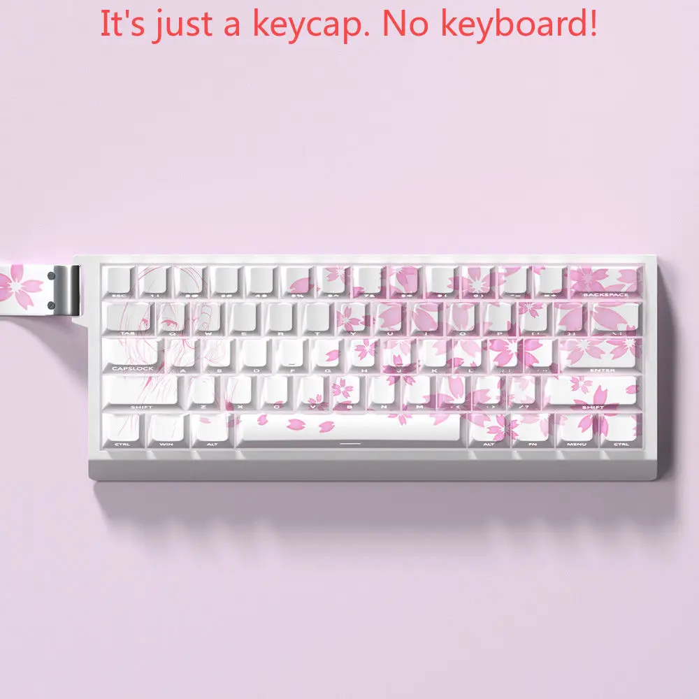 74 Keys PBT Nakano Sanjiu Pink Secondary Keycaps Cherry Side Engraved Translucent Keycaps for 60/68 Mechanical Keyboards