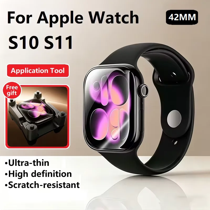 SAMZHE Displayschutzfolie für Apple Watch Serie 11/10/9/8/7/6 SE/SE2/SE3 40–46 mm, vollständig abdeckender Schutz, weichere Schutzfolie