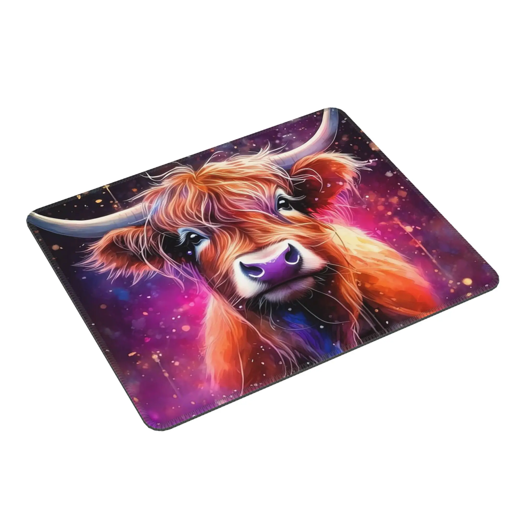 Highland Cow In Magical Forest Night Design Mouse Pad Computer Keyboard Mouse Mat Gaming PC Laptop Desk Mat Office Table Mats