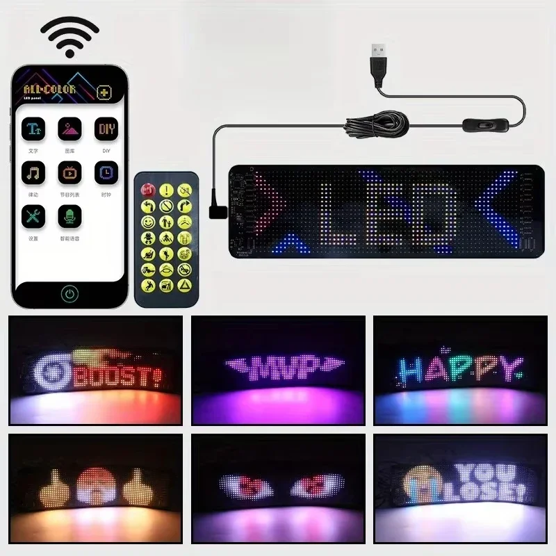 แผงไฟ LED Matrix 2 ชิ้น แบบยืดหยุ่น ใช้พลังงาน USB รูปทรงตาปีศาจ ควบคุมผ่านแอปพลิเคชัน ตั้งโปรแกรมได้ สำหรับรถยนต์ รถบ้าน รถบรรทุก SUV