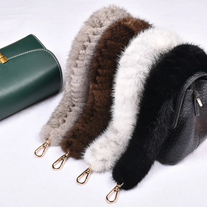 Besfilin Genuine Mink Fur Metal Bag Chain, Handle Strap, Shoulder Strap Replacement, Multi Purpose, Luxury, Versatile Fashion