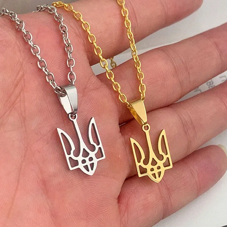 Ukraine national emblem necklace party jewelry stainless steel pendant simple necklace chain lengthening wholesale