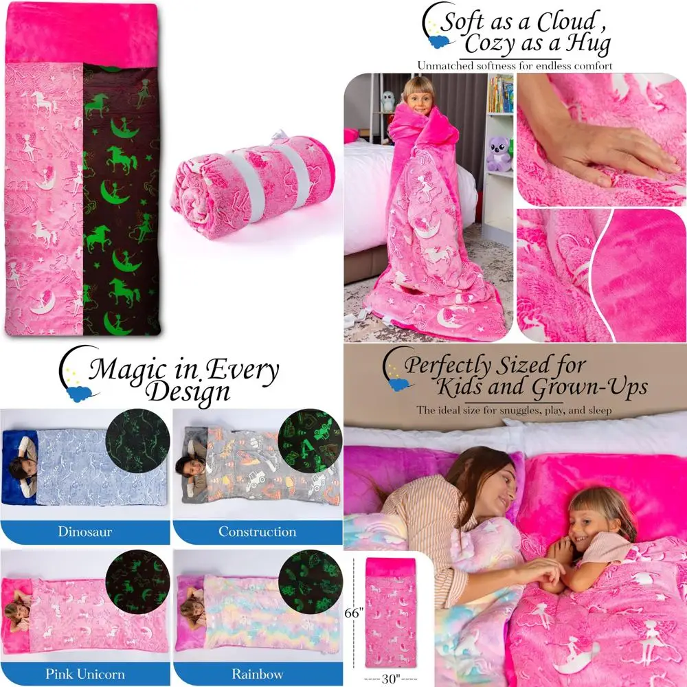 

Светящиеся в темноте сумки для сна для детей — большие, мягкие, прочные, теплые, плюшевые — динозавры и многое другое — подходят для девочек и мальчиков