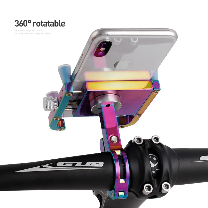 GUB Plus12 Phone Holder Aluminum Alloy Colorful Bicycle Phone Holder Mount Universal Mobile Cell MTB Motorcycle Handlebar Clip